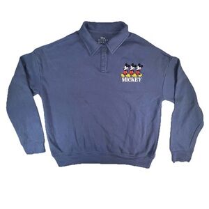 Disney Mickey Mouse Sweatshirt Women's Medium Navy Embroidered Pullover Popular